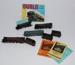 Four Hornby Dublo locomotives comprising City of London, The Barnstable, The Denbigh Castle and a