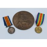 A 1st War Death Plaque, War and Victory medals to 23180Private W Eeles, Ox and Bucks Regiment