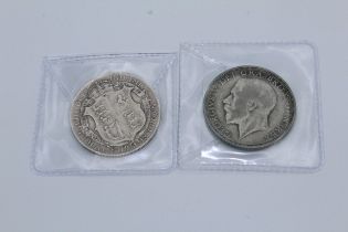1925 George V Half-crown,  1918 George V Half-crown  1908 Edward VII Half-crown, low mint,  1907