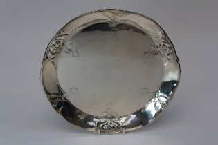 Sibray, Hall and Co, an Art Nouveau silver salver, with pierced organic decoration, raised on