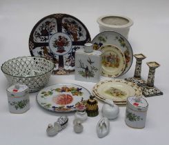 A group of decorative ceramics, including eight Portuguese grape harvest 23cm plates, seven