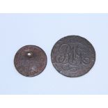 Token Druids Head Paris Mine Co Anglesey 1793. Token is of Isaac Weekes a gardener in Thame dated