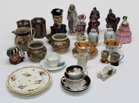 A good mixed lot of decorative ceramics including crested ware, Doulton character jugs and figure '