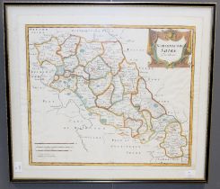 Robert Morden, an early 18th century hand coloured map of Northamptonshire, 39 x 45cm