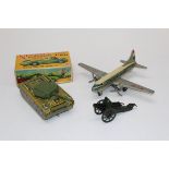 A circa 1950 selection of tin plate toys including Electric remote controlled Vanwall racing car,