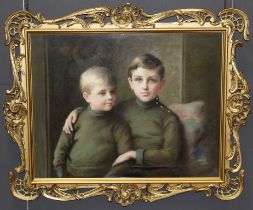 C Crane (19th/20th century) Half length portrait of two young fair haired brothers. Pastel,