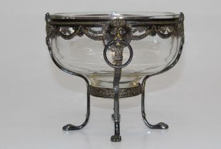 WMF, a late 19th century silver plated table bowl, with lion's mask ring handles and swag