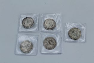 Four Edward VII Shillings 1902, EF, 1910 and George VI 1938 Shilling Two 1952 George VI Sixpences,