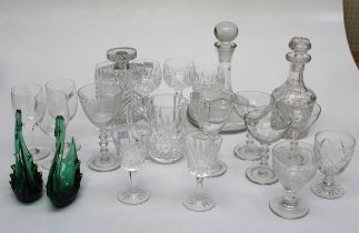 A part suite of seven circa 1990's Baccarat glass wines of plain form, 16.5cm, together with various