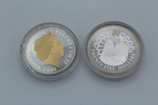 2006 Caymen Island Queen's 80th birthday $ silver gold plated proof coin 2006 Solomon Islands Queens