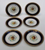 A Royal Worcester fruit painted part dessert service comprising a 23cm dish and five plates, each