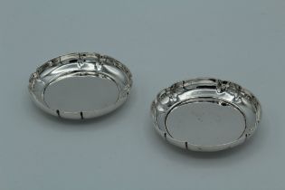 Richard Comyns, a pair of Elizabeth II silver pin dishes of inverted, lobed, circular form, London