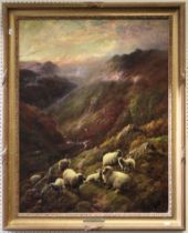 William Watson Junior ( British 1847-1921) Sheep on a hillside, in an extensive Highland