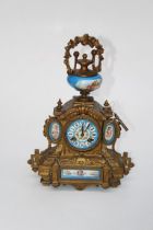 A late 19th century French gilt metal mounted mantel clock, in Louis XVI taste, having a two train