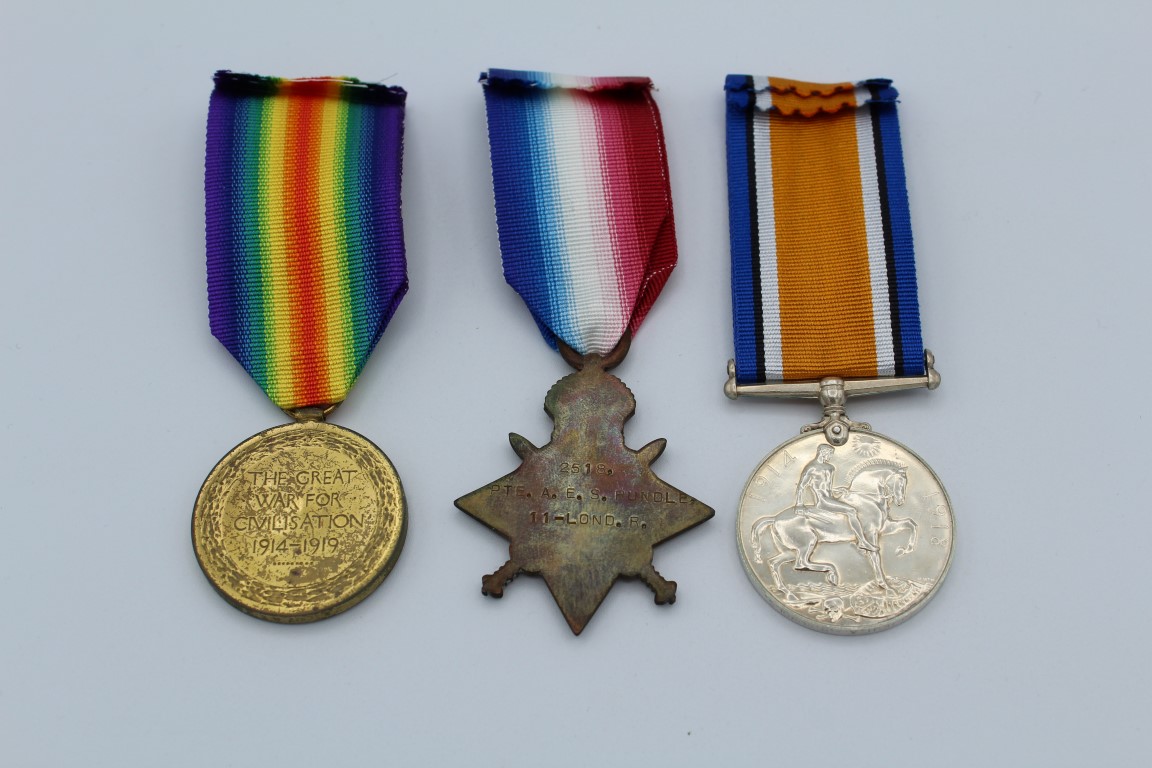 A 1914 - 1915 trio to 2nd LT AES Rundle, 11th London Regiment. Star 2518 PTE, War and Victory 2nd - Image 2 of 4