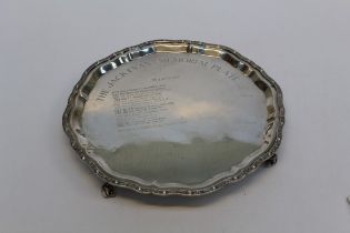 J B Chatterley and Sons, a Queen Elizabeth II silver presentation salver, ' The Jack Evans