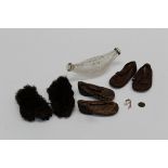 A pair of late 19th/ early 20th century child's leather shoes together with another later pair, a