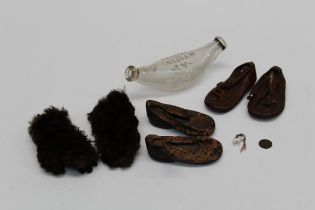 A pair of late 19th/ early 20th century child's leather shoes together with another later pair, a