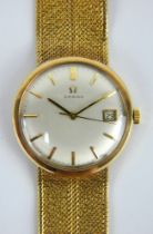 1966 9ct gold Omega 613 wristwatch with integrated strap. Movement number 25097824. 34mm dial