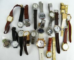 A quantity of gentleman's wristwatches including Seiko, Avia, Timex, Sekonda, Swatch, Ingersoll, etc