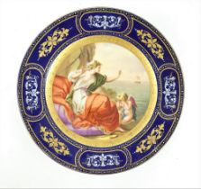 Vienna porcelain hand decorated cabinet plate depicting Ariadne, Late 19th century