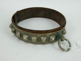 A late 19th/ early 20th century leather and nickel plated dog collar