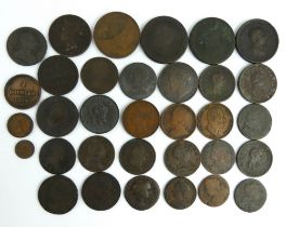 English, Irish and Scottish 18th/19th century coins, pennies, halfpennies, farthings etc