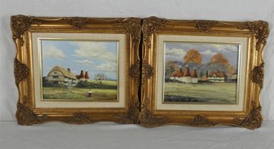 A pair of paintings ‘Old Manor Farm, Sussex’ and ‘Blossom Time Kent’