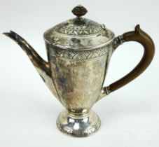 Arts & Crafts planished silver coffee pot by William Hair Haseler, Birmingham 1912. Height 19.5cm