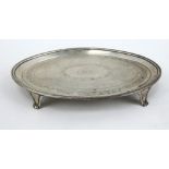 Silver George III oval card tray salver. Hallmarked London 1791, Samuel Godbehere & Edward Wigan