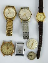 Seven watches and movements including two Avia wristwatches, Limit, Velta and Baume. Mixed condition