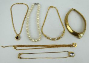 2 vintage Christian Dior costume necklaces, a D'Orlan necklace and 3 similar necklaces