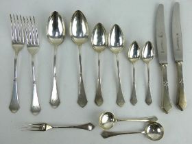 Austrian silver cutlery including 8 spoons, three forks & two knives. All with Austrian assay marks.