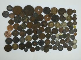 Interesting collection of 17th-19th century world coins including Russia, France, Spain, Borneo,etc