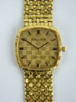 1970s Vacheron Constantin 18ct gold wristwatch with basket weave dial & integrated basketweave strap