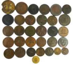 A quantity of mainly late 18th century British tokens including Liverpool, Birmingham, Taunton, etc