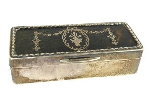 An Edwardian silver and tortoiseshell fitted ring box, hallmarked London 1908, William Comyns Ltd.