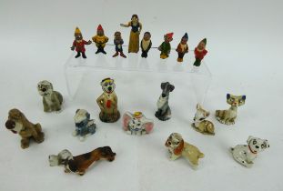 A set of hand painted die cast Snow White & the Seven Dwarfs characters & 11 Disney Wade figures