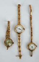 Three 9ct gold ladies wristwatches