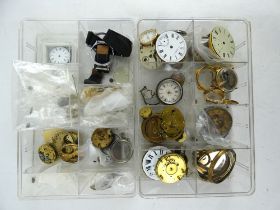 A quantity of pocket watch and wristwatch parts including silver cases, fusee movements, dials etc