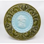 Late 19th century continental Majolica charger with gothic revival border around early 17th