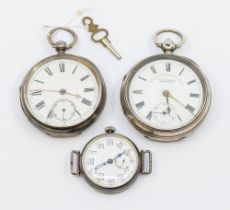 A collection of two open faced silver cased pocket watches, including one by J.G Graves, both with