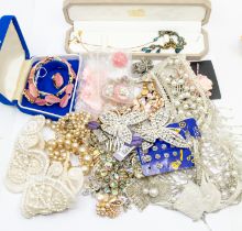 A mixed collection of 20th and 21st century paste and other jewellery to include; a blue paste set