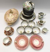 A collection of ceramics to include; a Spode hand painted floral and bird designed part tea set