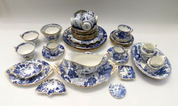 A collection of Royal Crown Derby blue and white Mikado coffee and tea wares to include dishes,