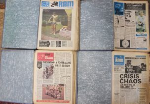 Derby County: Four folders containing a collection of The Ram newspapers, dating throughout the