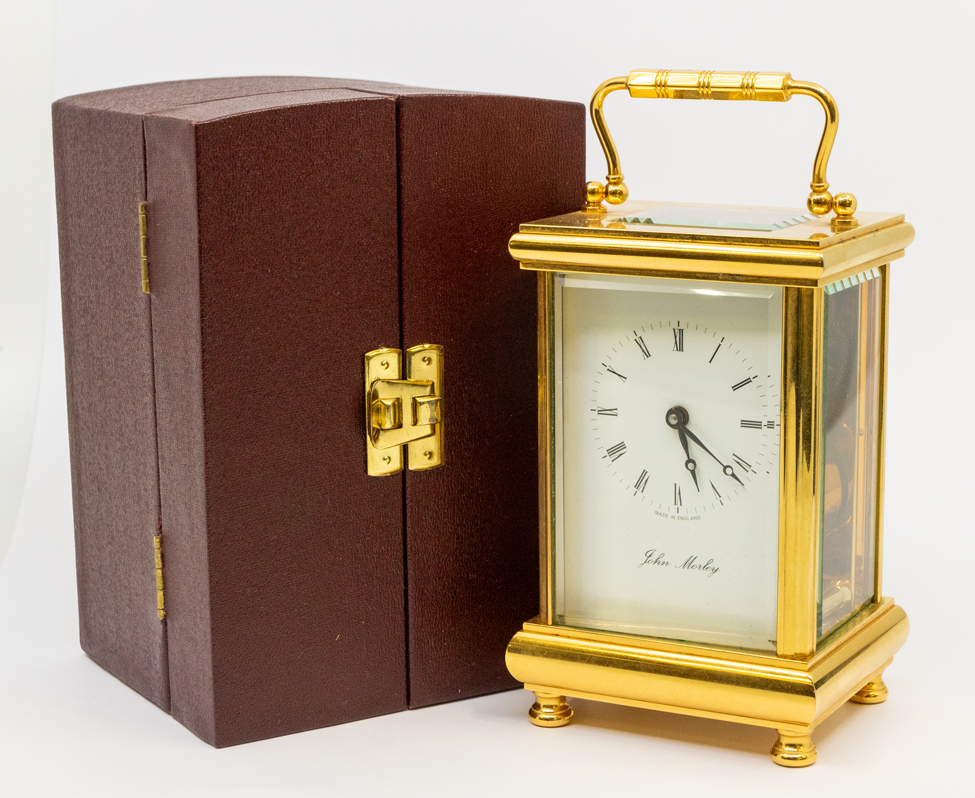 English late 20th century Brass carriage clock with box - Image 3 of 6