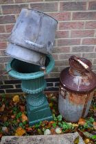 One urn, One churn and two metal buckets.