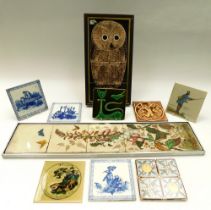 A collection of mixed ceramic tiles, mostly early 20th century, including Minton Hollins, Thynne,