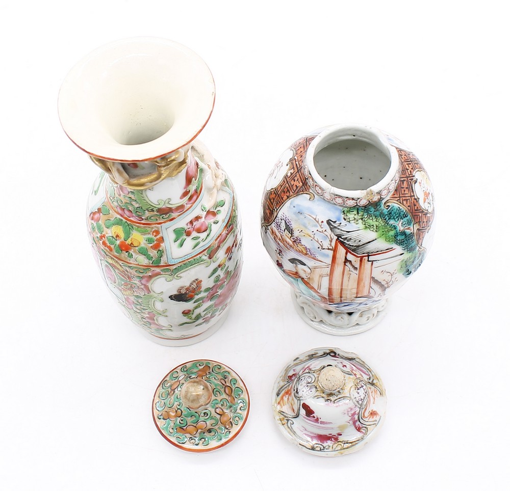 A collection of Chinese export famille rose porcelain vases and pots, c.1860, with rose medallion - Bild 3 aus 3